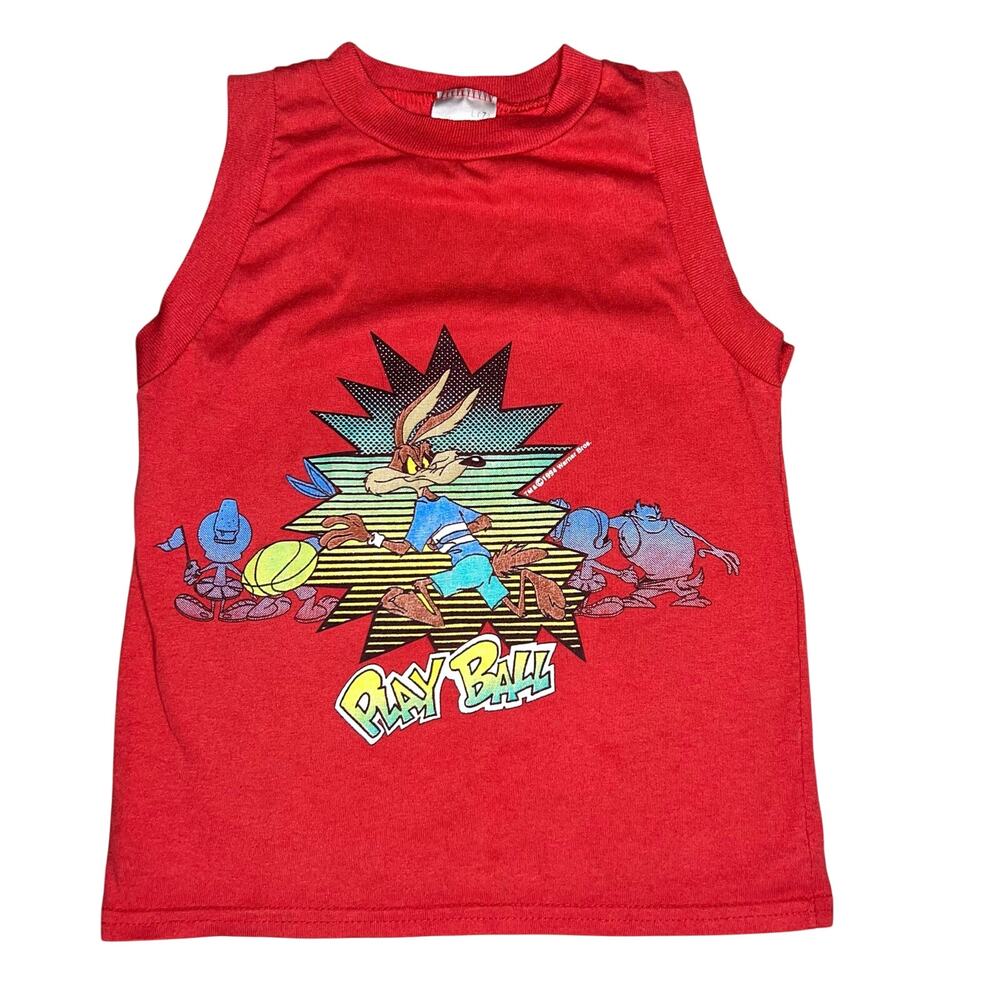 Warner Bros 90s Looney Tunes Wile E. Coyote Tank top graphic size boys 
7